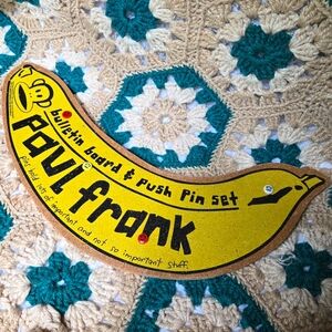 Vintage Y2K 2003 Paul Frank Banana Shaped Cork Board with Push Pins